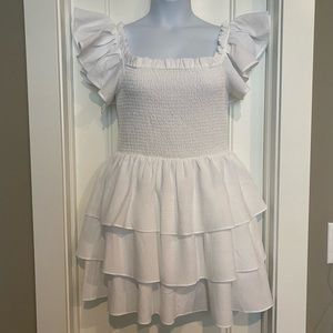 Express white ruffle dress